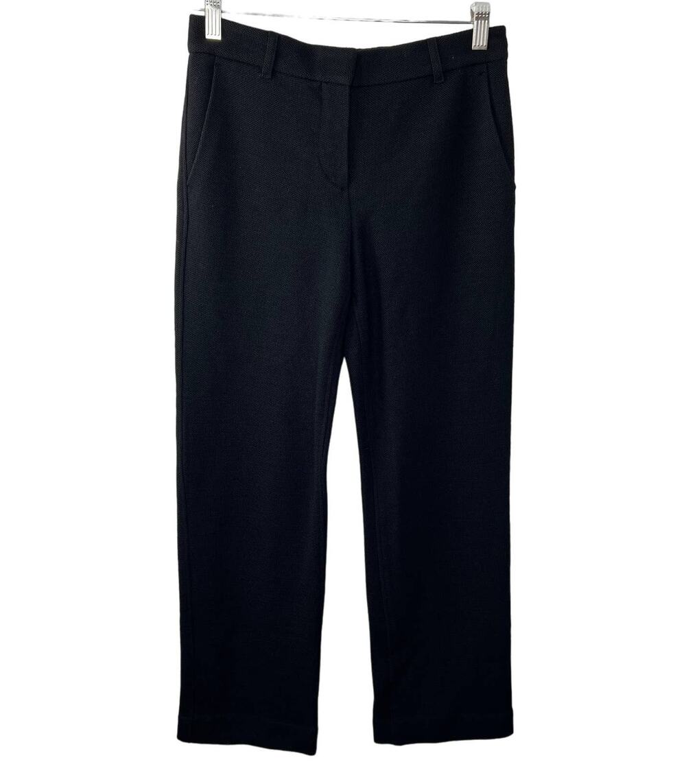 Helmut Lang Black Wool Pique Knit Straight Leg Trouser Pants Lined Full Length 2
